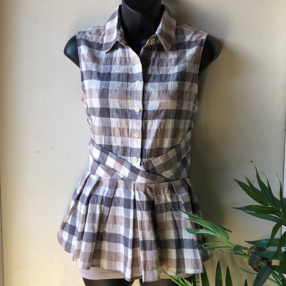 Plaid button down blouse
